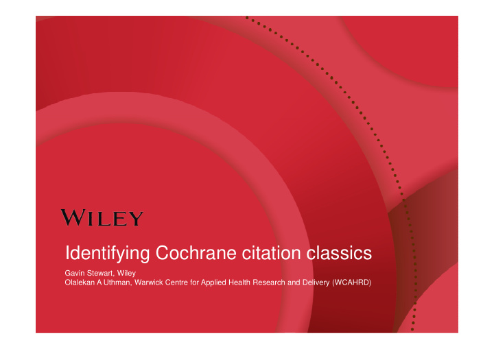 identifying cochrane citation classics