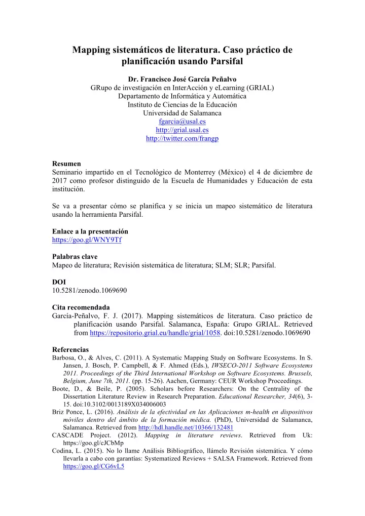 mapping sistem ticos de literatura caso pr ctico de