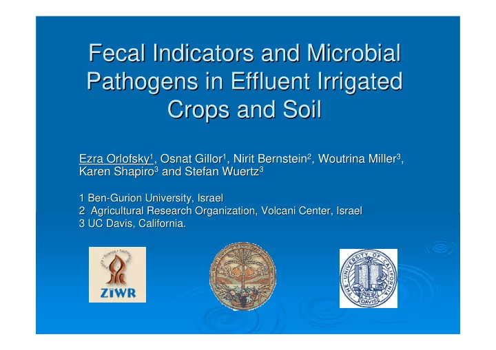 fecal indicators and microbial fecal indicators and