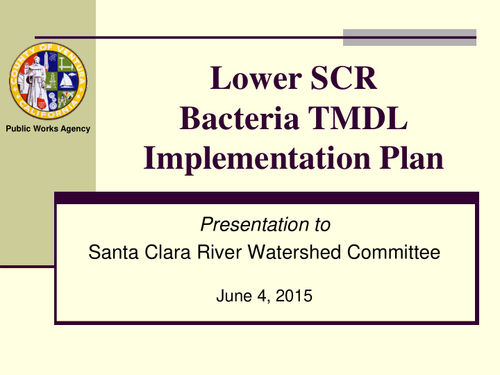lower scr bacteria tmdl