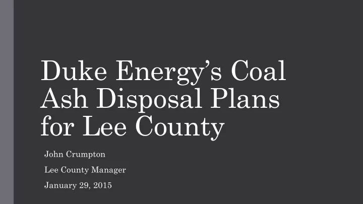 duke energy s coal