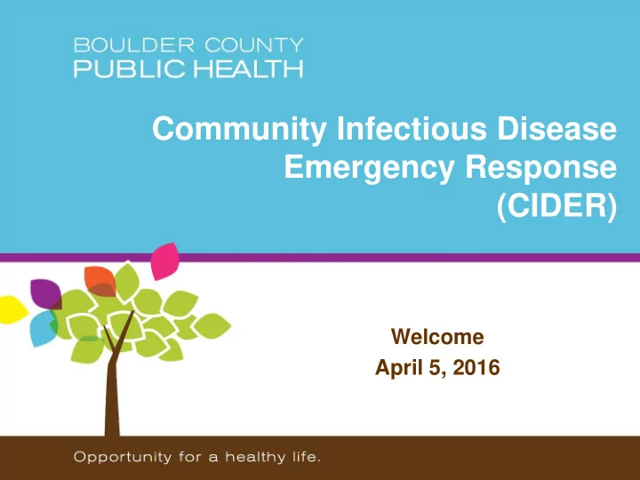 community infectious disease