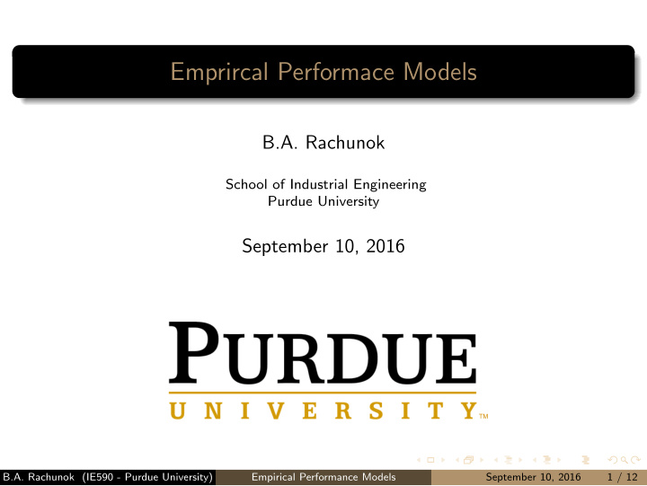 emprircal performace models