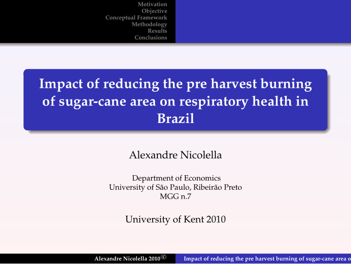 impact of reducing the pre harvest burning of sugar cane
