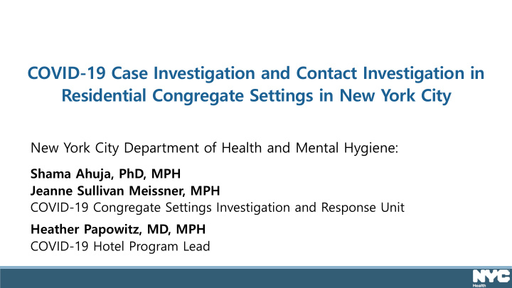 covid 19 case investigation and contact investigation in