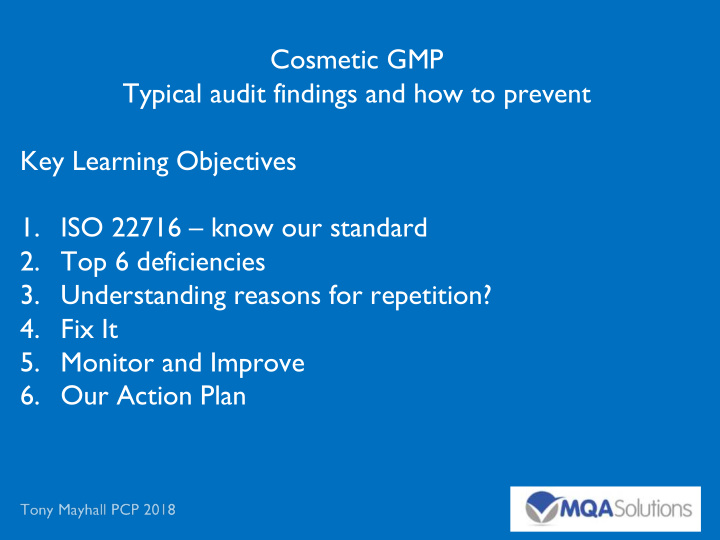 cosmetic gmp typical audit findings and how to prevent