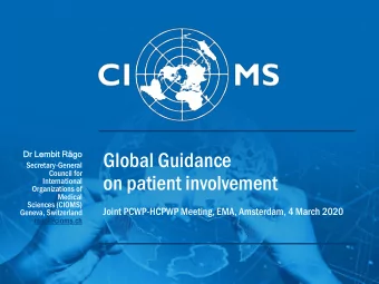 Global Guidance  Dr Lembi  bit Rgo  Rgo  Secretary-General  Council for  on patient involvement