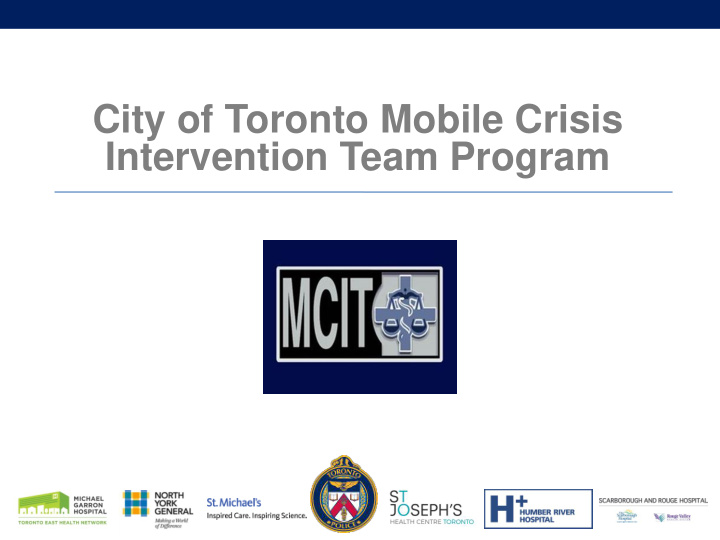 city of toronto mobile crisis intervention team program
