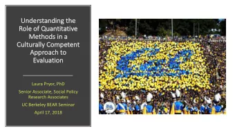 Un  Under  erstanding  g the  e  Ro  Role of Quantitative  Me  Metho  hods  ds in  n a  Cu