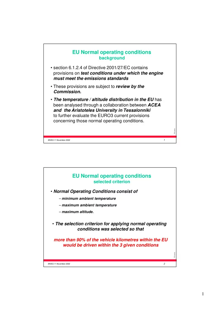 eu normal operating conditions