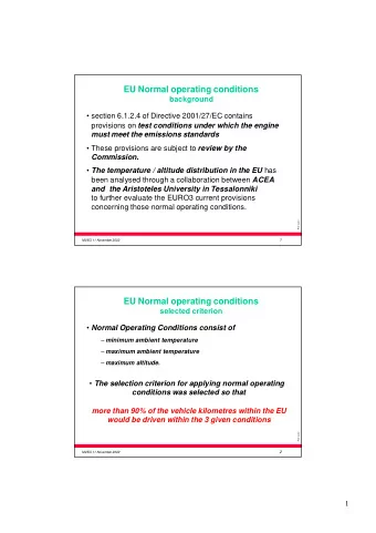 EU Normal operating conditions  background   section 6.1.2.4 of Directive 2001/27/EC contains