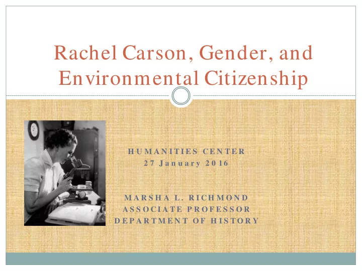 rachel carson gender and environmental citizenship