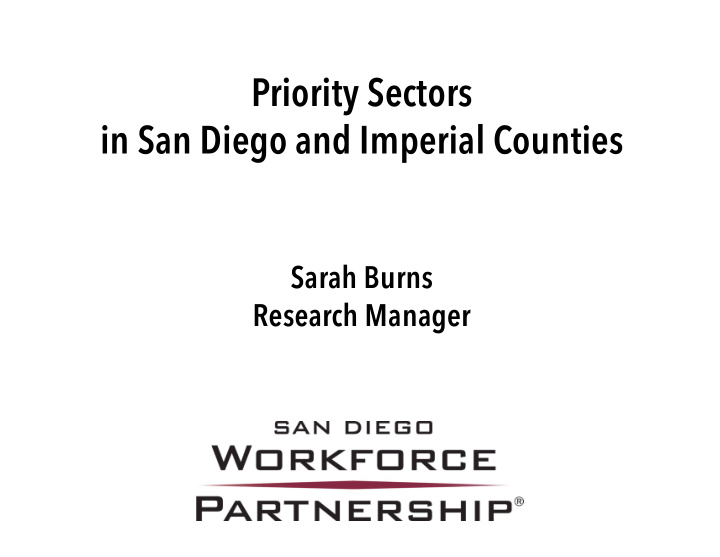 priority sectors in san diego and imperial counties