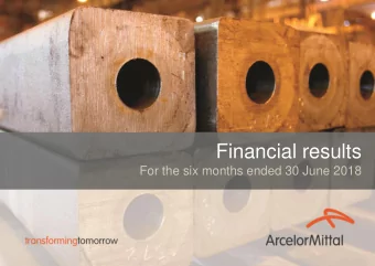 Financial results  For the six months ended 30 June 2018  Disclaimer  Forward looking statements