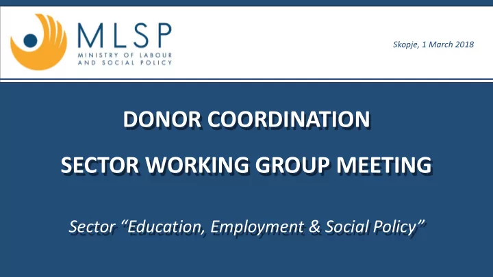 donor coordination sector working group meeting