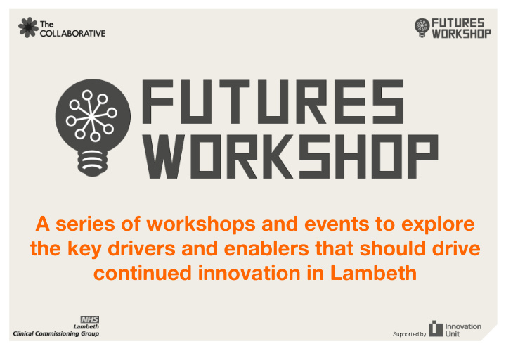 a series of workshops and events to explore the key