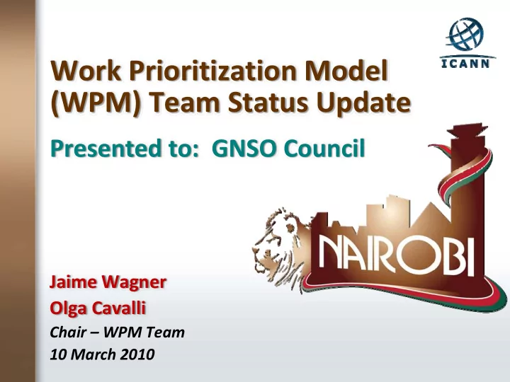 work prioritization model wpm team status update