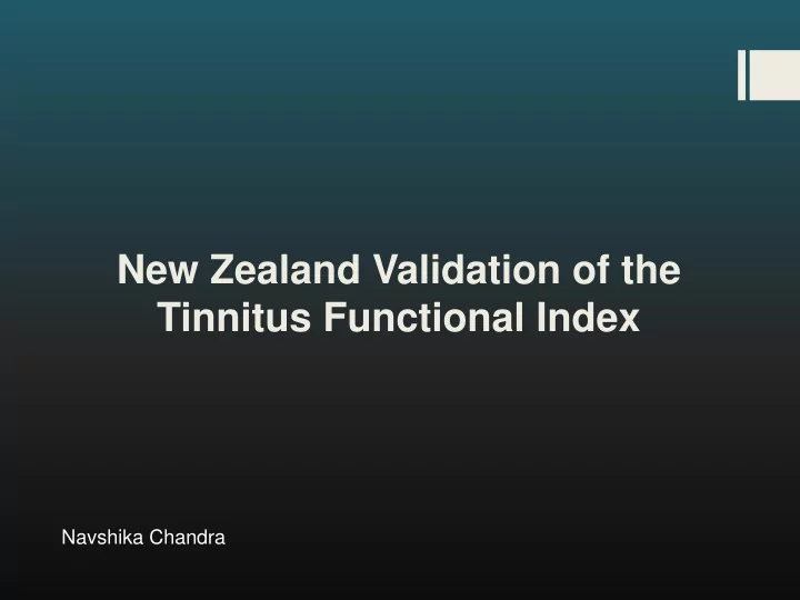 new zealand validation of the tinnitus functional index
