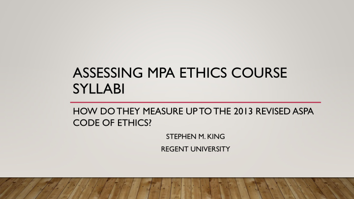 assessing mpa ethics course