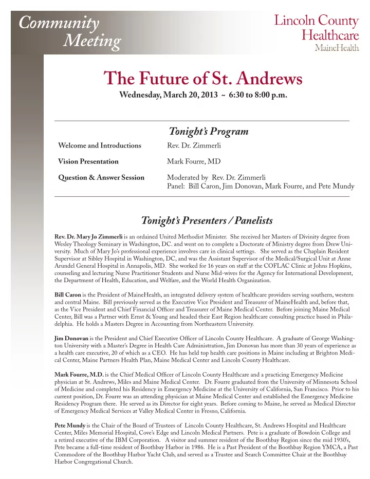 community meeting the future of st andrews