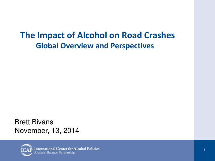 the impact of alcohol on road crashes