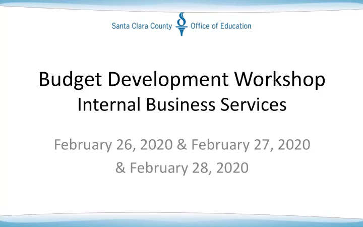 budget development workshop
