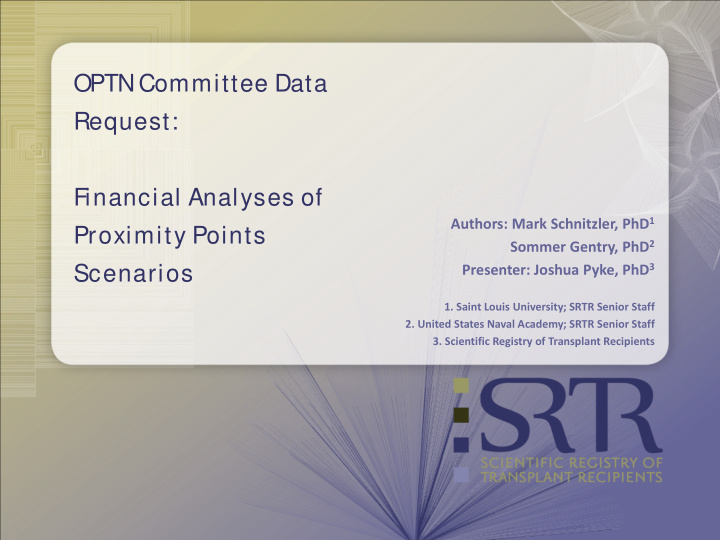 optn committee data request financial analyses of