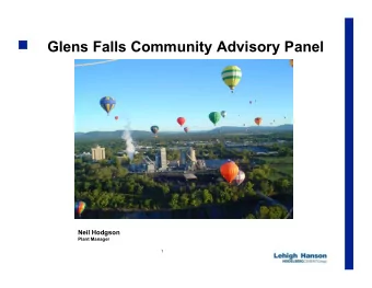Glens Falls Community Advisory Panel  Neil Hodgson  Plant Manager  1  Agenda  Energy Star Award