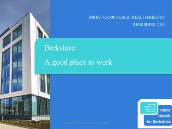 A good place to work  Berkshire a Good Place to Work - 2019  2019 Director of Public Health Report