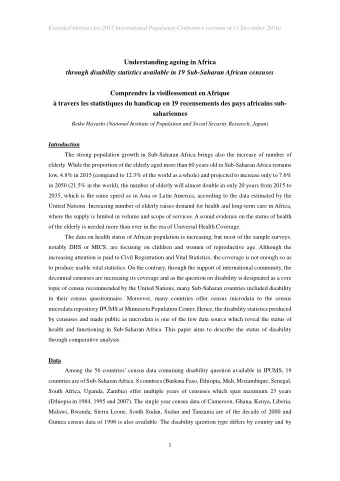 Understanding ageing in Africa  through disability statistics available in 19 Sub-Saharan African