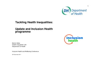 health  Martin Gibbs  Health Inequalities Unit  Department of Health