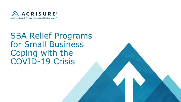sba relief programs for small business coping with the