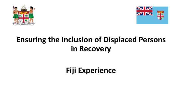 ensuring the inclusion of displaced persons in recovery