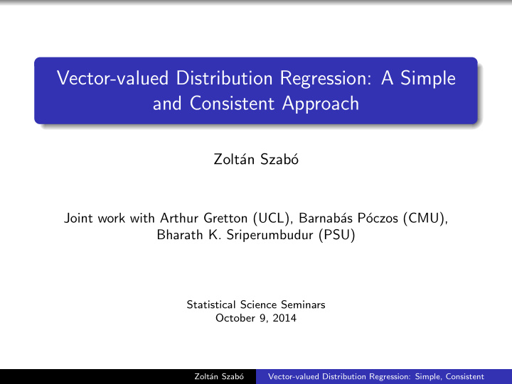 vector valued distribution regression a simple and