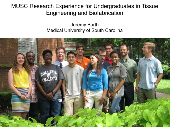musc research experience for undergraduates in tissue