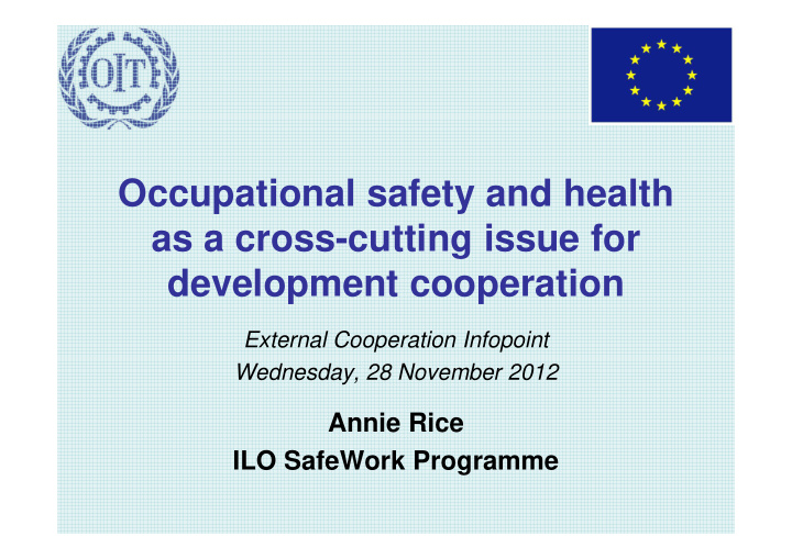 occupational safety and health as a cross cutting issue
