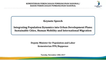 Integrating Population Dynamics into Urban Development Plans:  Sustainable Cities, Human Mobility