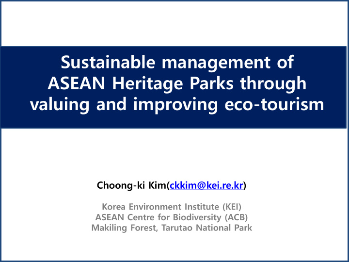 asean heritage parks through