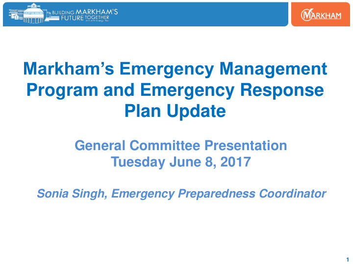 markham s emergency management program and emergency