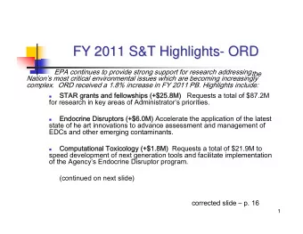 tslihgYTSROHFD  EPA continues to provide strong support for research addressingthe  Nations most