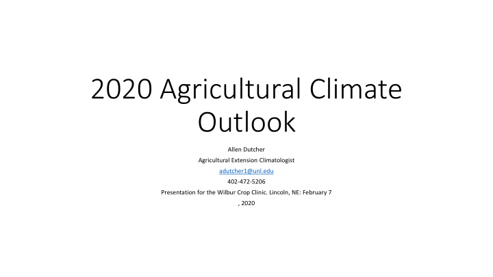 2020 agricultural climate outlook