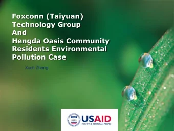 Pollution Case  Xueli Zhang  LOGO  Case introduction  Emissions from plant operated by Foxconn