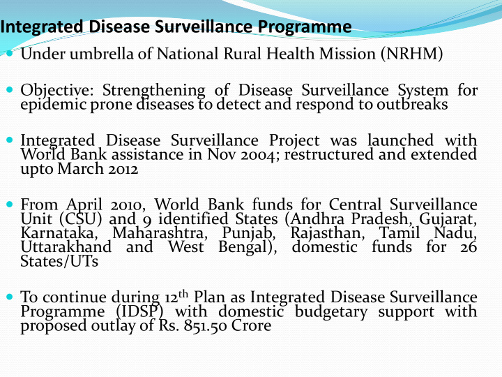 integrated disease surveillance programme