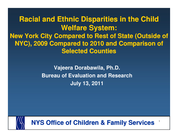 racial and ethnic disparities in the child racial and