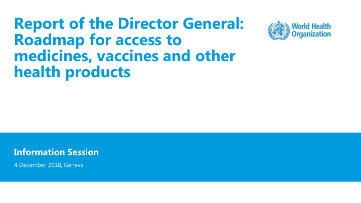 report of the director general