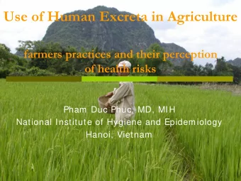 Use of Human Excreta in Agriculture  farmers practices and their perception  of health risks  Pham