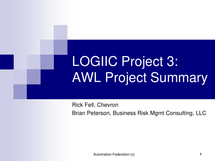 logiic project 3 awl project summary