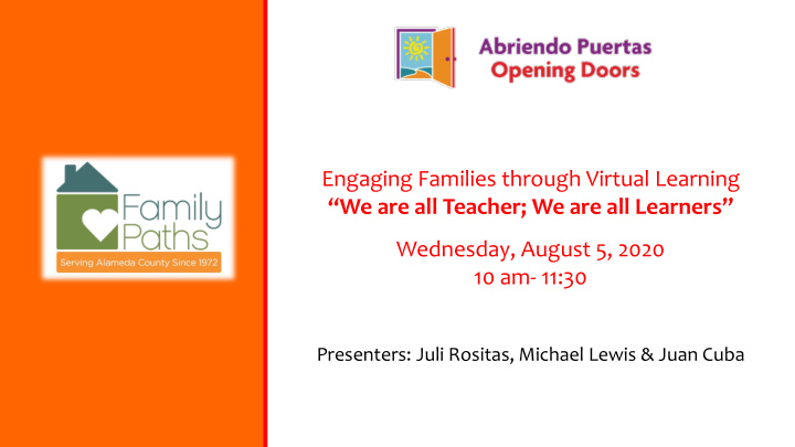 engaging families through virtual learning we are all