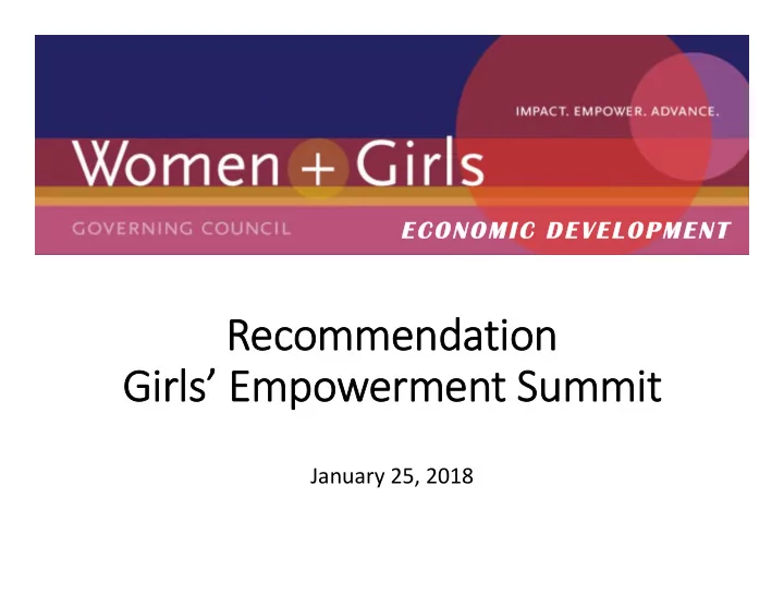 recommendation girls empowerment summit
