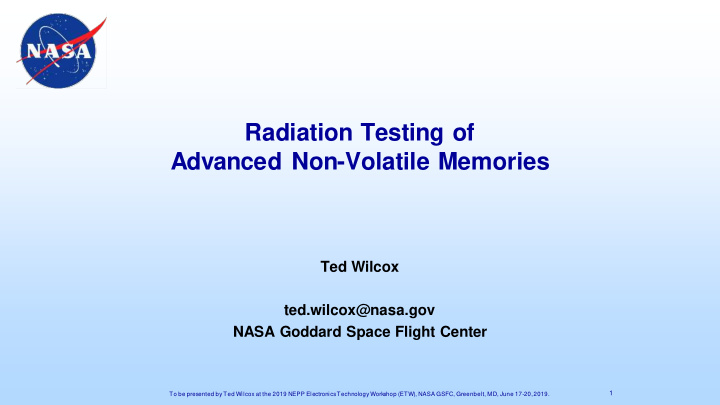 radiation testing of advanced non volatile memories